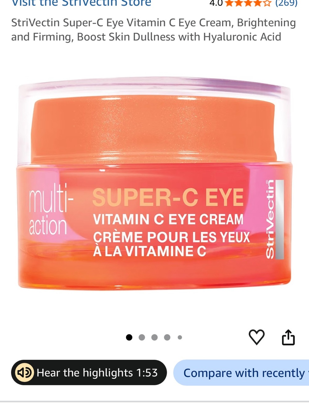 StriVectin Super-C Eye Cream - Pink and Orange Jar